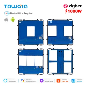 TAWOIA A ZigBee Touch Switch funkcióbillentyű alapja 1/2/3/4 Gang APP hangvezérlés üvegpanel nélkül, semleges vezetékre van szükség, 1000W