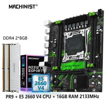 MACHINIST X99 PR9 Xeon alaplap készlet LGA 2011-3 Set E5 2660 V4 CPU processzor ECC DDR4 2*8GB RAM memória M-ATX NVME M.2 USB3.0