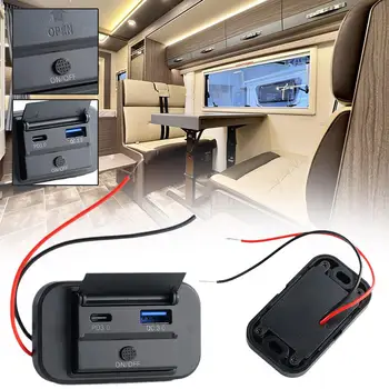  Quick Charge PD Type C kettős USB port Autós busztöltő aljzat adapter 12V/24V USB táppanel Swith hajómotorcyc Z6F7 számára