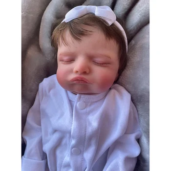 45cm Rosalie aranyos újjászületett alvó baba baba lány kézzel gyökerező barna hajjal Kiváló minőségű művészi baba