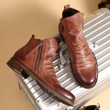 2023 Férfi csizma Kényelmes retro bokacsizma csúszásmentes bőr Férfi cipő Cowboy csizma Férfi cipő Tornacipő