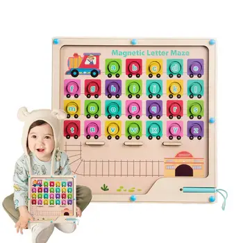 Mágneses labirintus Mágneses ábécé Színes puzzle Ábécé tanulási puzzle gyerekeknek Montessori labirintus játékok oktatási ajándék fiúknak