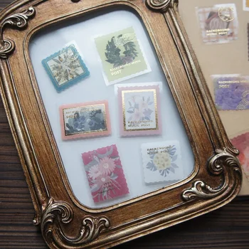 44db arany postabélyegző Gyűjtse össze a természetes mintájú bélyeg stílusú matricát Scrapbooking DIY ajándékcsomagolás címke dekorációs címke
