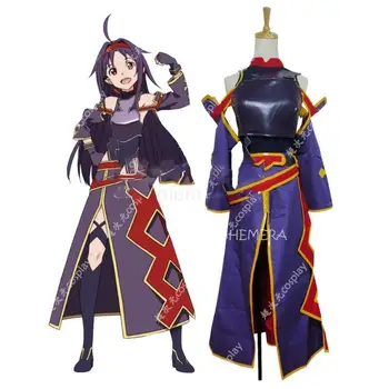 Sword Art Online Konno Yuuki Cosplay jelmez Farsangi Halloween karácsonyi ruházat Lila szín Teljes készlet Minden méret