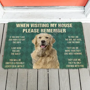Kérjük, ne feledje a Golden Retriever kutya házirendjét lábtörlő beltéri lábtörlő csúszásmentes ajtószőnyeg padlószőnyeg dekoráció veranda lábtörlő