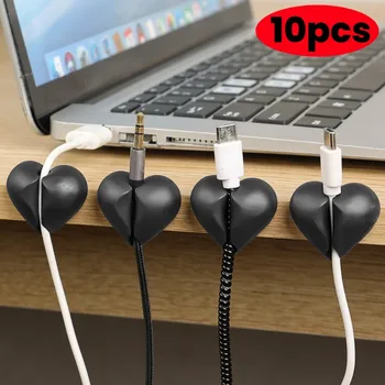 szilikon USB kábelrendező klipek Szerelem szív alakú adatkábel töltő vonaltartó bilincs asztali rendezett vezetékkezelő Winder