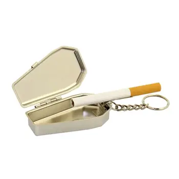 Bádoglemez koporsó alakú zsebes hamutartó Hordozható hamutartó fedéllel dohányzó hamutartó doboz