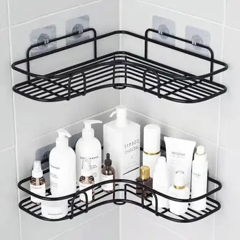 Fürdőszoba fém polcok fúró nélküli Fürdőszoba rendszerező Tisztítószerek Rendező Konyhai kellékek tárolása Fürdőszoba kiegészítők