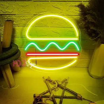 Hamburger Neon LED jel egyedi neon jel pizzériához Étterem fali dekorációs szoba Neon fény gyorsétterem üzlet Bár pub étkező ház