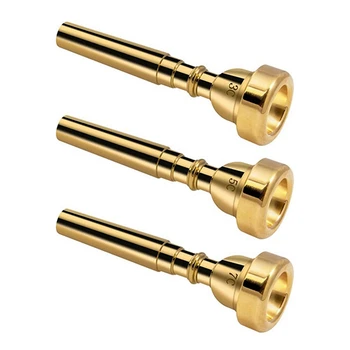 3 csomag Trombita fúvóka tartozékok Sárgaréz trombita fúvóka szett 3C 5C 7C trombita kezdőknek (arany)