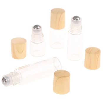 1/2/3/5ml kozmetikai tartály tekercs üvegpalackokra illóolajhoz Üres parfümös üveg újratölthető tartály bambusz fedéllel
