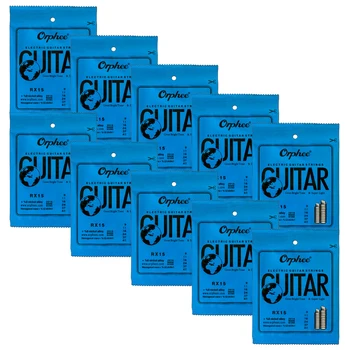 10 Set Orphee RX Series elektromos gitárhúrok Super Light RX15 RX17 RX19 9-42 10-46 11-50 Professional hatszögletű szénacél