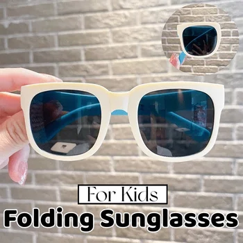 Divat Divatos gyerekek összecsukható napszemüvegek Fiúk lányok Ultraibolya árnyalatok Napszemüveg Gyermek baba Kiváló minőségű hordozható szemüveg