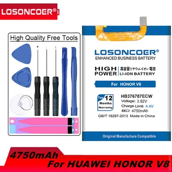 LOSONCOER 4750mAh HB376787ECW akkumulátor Huawei Honor V8 okostelefon akkumulátorokhoz + Gyors érkezés