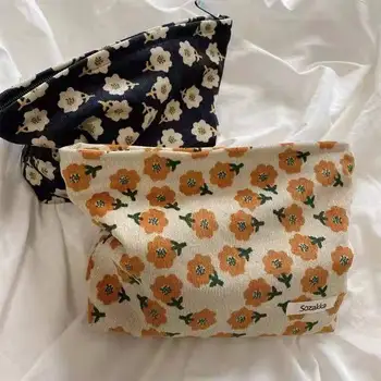 Kozmetikai táskák nőknek Virágos kordbársony fekete narancssárga Nagy kapacitású 2022 tavasz Új Designer Ins All-Match sokoldalú kézitáskák