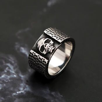 Vintage Men Ördögkoponya gyűrű Gótikus uralkodó rozsdamentes acél Fekete egyszerű gyűrűk Divat Hip Hop ékszer Ajándék nagykereskedelem