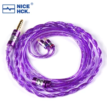 NiceHCK PurpleMoon fülhallgató kábel 7N lapos ezüstözött OCC frissítő vezeték MMCX/0.78 2PIN a DARK SABER Volür PINK LADY S12 Pro számára
