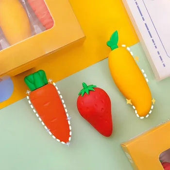 Rajzfilm gyümölcs gumi radírok Téglalap alakú színes puha ceruza radírok Javító eszköz Aranyos írószer Diák iskolai kellékek