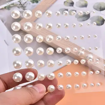 70db/lap Műanyag félkör alakú gyöngy dekorációs matricák DIY kézművességhez Nail Art