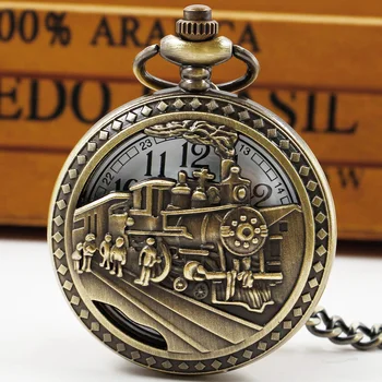Vonatmozdony kvarc zsebóra Steampunk nyaklánc lánc A legjobb férfi ajándékok Antik gyűjtemények reloj hombre