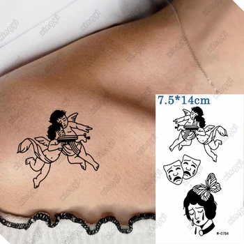Vízálló ideiglenes tetoválás könnyeket hullatott lány csokornyakkendő maszk szemtelen fiú minta hamis Tatoo Flash Tatto kar testművészet nőknek Férfiak